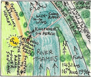 A Kingfisher at Lower Shiplake III (map)