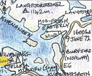Panoramic View Across Kvaenangen, Norway, 9 June 1972 (map)